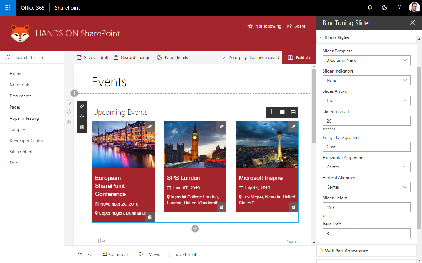 Highlight events on Modern SharePoint with images HANDS ON SharePoint